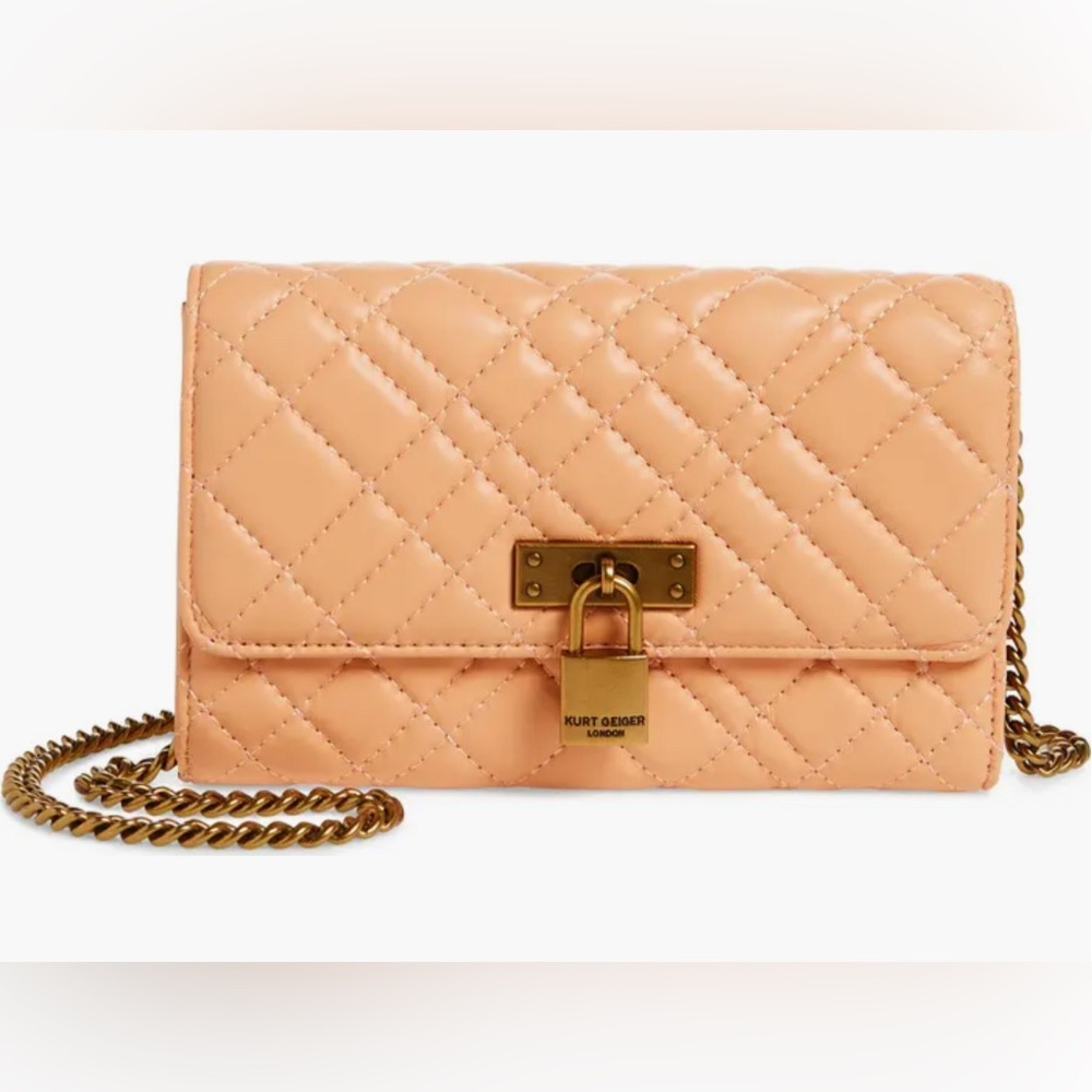 NWT Kurt Geiger Brixton Wallet on Chain Peach/ Nude pastel orange